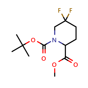 Chemical structure of 1-tert-Butyl 2-Methyl 5,5-difluoropiperidine-1,2-dicarboxylate , CAS 1255663-86-5, AChemBlock M23595