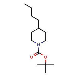 Chemical structure of tert-Butyl 4-butylpiperidine-1-carboxylate , CAS 1160592-00-6, AChemBlock M23607