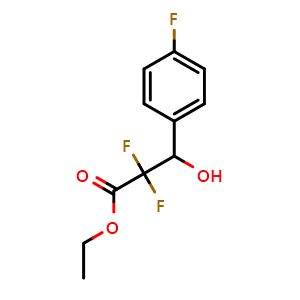 Chemical structure of Ethyl 2,2-difluoro-3-(4-fluorophenyl)-3-hydroxypropanoate , CAS 321856-40-0, AChemBlock M23625