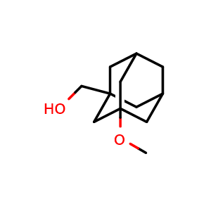 Chemical structure of 3-Methoxy-1-hydroxymethyladamantane , CAS 36964-32-6, AChemBlock M23645
