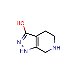 Chemical structure of 4,5,6,7-Tetrahydro-1H-pyrazolo[3,4-c]pyridin-3-ol hydrochloride , CAS 725203-02-1, AChemBlock M23648