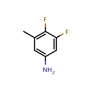 Chemical structure of 3,4-Difluoro-5-methylbenzenamine , CAS 1505944-46-6, AChemBlock M23683