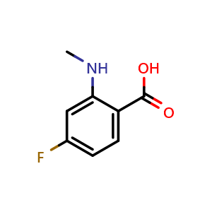 Chemical structure of 4-Fluoro-2-(methylamino)benzoic acid , CAS 128992-62-1, AChemBlock M23715