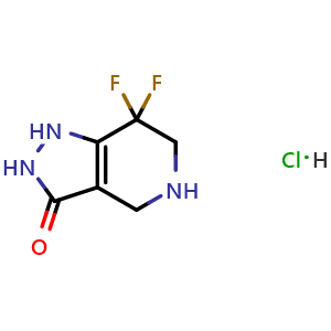 Chemical structure of 7,7-Difluoro-4,5,6,7-tetrahydro-1H-pyrazolo[4,3-c]pyridin-3-ol hydrochloride , CAS 1421270-62-3, AChemBlock M23762