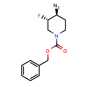 Chemical structure of Benzyl Trans-4-azido-3-fluoropiperidine-1-carboxylate , CAS 913574-98-8, AChemBlock M23766