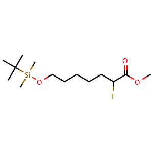 Chemical structure of Methyl 7-(tert-butyldimethylsilyloxy)-2-fluoroheptanoate , CAS 1864056-66-5, AChemBlock M23771