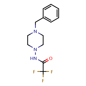 Chemical structure of N-(4-Benzylpiperazin-1-yl)-2,2,2-trifluoroacetamide , CAS 1198285-47-0, AChemBlock M23790