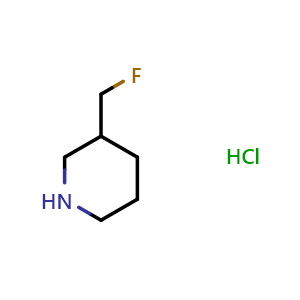 Chemical structure of 3-Fluoromethylpiperidine hydrochloride salt , CAS 1241725-60-9, AChemBlock M23801