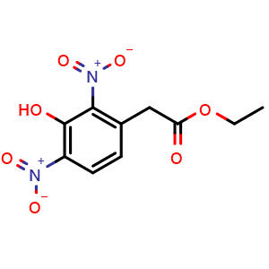 Chemical structure of Ethyl 2-(3-hydroxy-2,4-dinitrophenyl)acetate , CAS 1356338-52-7, AChemBlock M23802