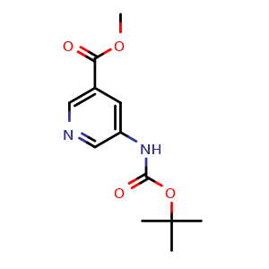 Chemical structure of Methyl 5-(tert-butoxycarbonylamino)nicotinate , CAS 168618-38-0, AChemBlock M23803