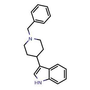 Chemical structure of 3-(1-Benzylpiperidin-4-yl)-1H-indole , CAS 179234-89-0, AChemBlock M23858