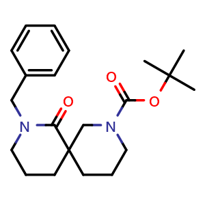 Chemical structure of 2-Benzyl-8-Boc-2,8-diaza-spiro[5,5]undecan-1-one , CAS 1198286-10-0, AChemBlock M23863