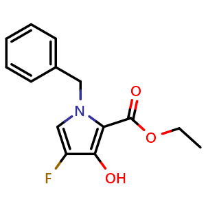 Chemical structure of Ethyl 1-Benzyl-4-fluoro-3-hydroxy-1H-pyrrole-2-carboxylate , CAS 1357479-14-1, AChemBlock M23869