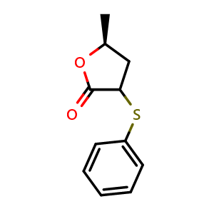 Chemical structure of 5(S)-5-Methyl-2-(phenylthio)-dihydrofuran-2(3H)-one , CAS 184435-75-4, AChemBlock M23896