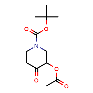 Chemical structure of tert-Butyl 3-acetoxy-4-oxopiperidine-1-carboxylate , CAS 1881288-56-7, AChemBlock M23907