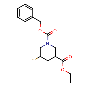 Chemical structure of 1-Benzyl 3-Ethyl 5-fluoropiperidine-1,3-dicarboxylate , CAS 1823995-53-4, AChemBlock M23927