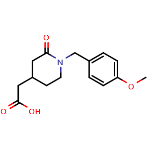 Chemical structure of 2-(1-(4-Methoxybenzyl)-2-oxopiperidin-4-yl)acetic acid , CAS 2101206-17-9, AChemBlock M23929