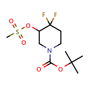 Chemical structure of tert-Butyl 4,4-difluoro-3-((methylsulfonyl)oxy)piperidine-1-carboxylate , CAS 1881288-58-9, AChemBlock M23949