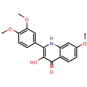 Chemical structure of 2-(3,4-Dimethoxyphenyl)-3-hydroxy-7-methoxyquinolin-4(1H)-one , CAS 1313738-75-8, AChemBlock M23968