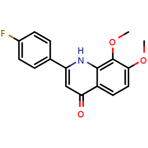 Chemical structure of 2-(4-Fluorophenyl)-7,8-dimethoxyquinolin-4(1H)-one , CAS 1254973-33-5, AChemBlock M23994