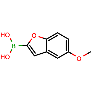 Chemical structure of 5-Methoxybenzofuran-2-ylboronic acid , CAS 551001-79-7, AChemBlock M24057