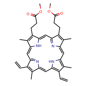 Chemical structure of Protoporphyrin IX Dimethyl ester , CAS 5522-66-7, AChemBlock M24064