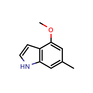 Chemical structure of 4-Methoxy-6-methyl-1H-indole , CAS 885522-46-3, AChemBlock M24090