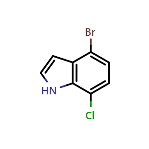 Chemical structure of 4-Bromo-7-chloro-1H-indole , CAS 126811-30-1, AChemBlock M24108