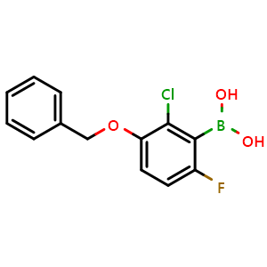 Chemical structure of 3-Benzyoxy-2-chloro-6-fluorophenylboronic acid , CAS 957062-67-8, AChemBlock N24123