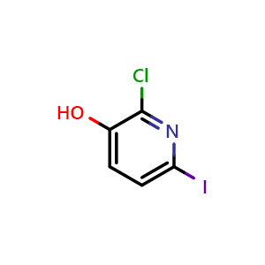 Chemical structure of 2-Chloro-6-iodo-3-pyridinol , CAS 185220-68-2, AChemBlock N24146