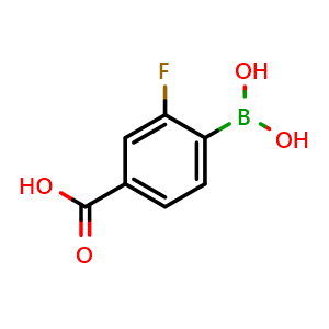 Chemical structure of 4-Carboxy-2-fluorophenylboronic acid , CAS 851335-07-4, AChemBlock N24147