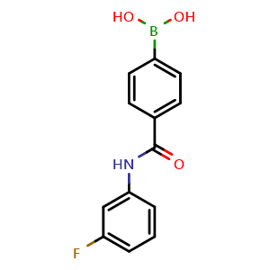 Chemical structure of 4-(3-Fluorophenylcarbamoyl)phenylboronic acid , CAS 874288-05-8, AChemBlock N24148