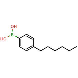 Chemical structure of 4-N-Hexylphenylboronic acid , CAS 105365-50-2, AChemBlock N24155