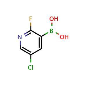 Chemical structure of 5-Chloro-2-fluoropyridine-3-boronic acid , CAS 937595-70-5, AChemBlock N24163