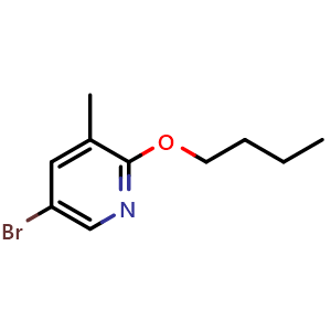 Chemical structure of 5-Bromo-2-butoxy-3-methylpyridine , CAS 1261895-63-9, AChemBlock N24172