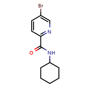 Chemical structure of 5-Bromo-N-cyclohexylpyridine-2-carboxamide , CAS 951885-08-8, AChemBlock N24185
