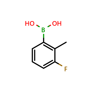 Chemical structure of 3-Fluoro-2-methylphenylboronic acid , CAS 163517-61-1, AChemBlock N24187