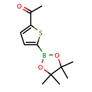 Chemical structure of 1-(5-(4,4,5,5-tetramethyl-1,3,2-dioxaborolan-2-yl)thiophen-2-yl)ethan-1-one , CAS 942070-32-8, AChemBlock N24199