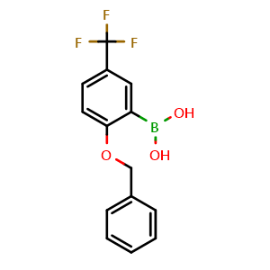 Chemical structure of 2-(Benzyloxy)-5-(trifluoromethyl)phenylboronic acid , CAS 612833-41-7, AChemBlock N24216