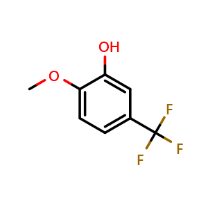 Chemical structure of 2-Methoxy-5-trifluoromethylphenol , CAS 349-67-7, AChemBlock N24245