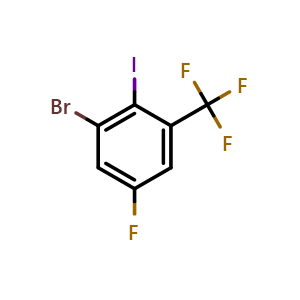 Chemical structure of 3-Bromo-5-fluoro-2-iodobenzotrifluoride , CAS 1027511-93-8, AChemBlock N24270