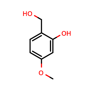 Chemical structure of 2-(Hydroxymethyl)-5-methoxyphenol , CAS 59648-29-2, AChemBlock N24302