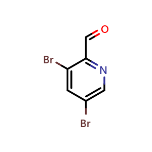 Chemical structure of 3,5-Dibromo-pyridine-2-carbaldehyde , CAS 898559-25-6, AChemBlock N24303