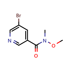 Chemical structure of 5-Bromo-N-methoxy-N-methylpyridine-3-carboxamide , CAS 183608-47-1, AChemBlock N24310