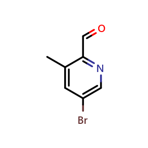 Chemical structure of 5-Bromo-3-methyl-2-pyridinecarbaldehyde , CAS 376587-53-0, AChemBlock N24312