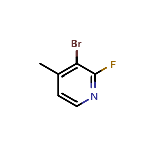 Chemical structure of 3-Bromo-2-fluoro-4-methylpyridine , CAS 884495-46-9, AChemBlock N24313