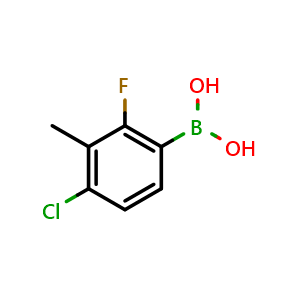Chemical structure of 4-Chloro-2-fluoro-3-methylphenylboronic acid , CAS 944128-92-1, AChemBlock N24318