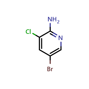 Chemical structure of 2-Amino-5-bromo-3-chloropyridine , CAS 38185-55-6, AChemBlock N24326