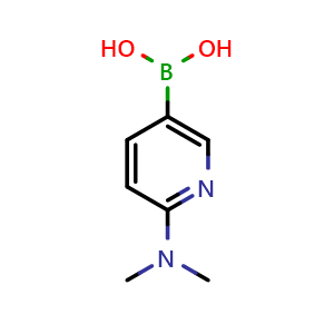 Chemical structure of 2-(Dimethylamino)pyridine-5-boronic acid , CAS 579525-46-5, AChemBlock N24330