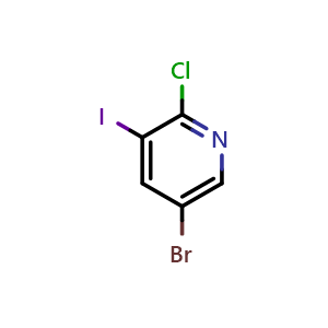 Chemical structure of 5-Bromo-2-chloro-3-iodo-pyridine , CAS 928653-73-0, AChemBlock N24342